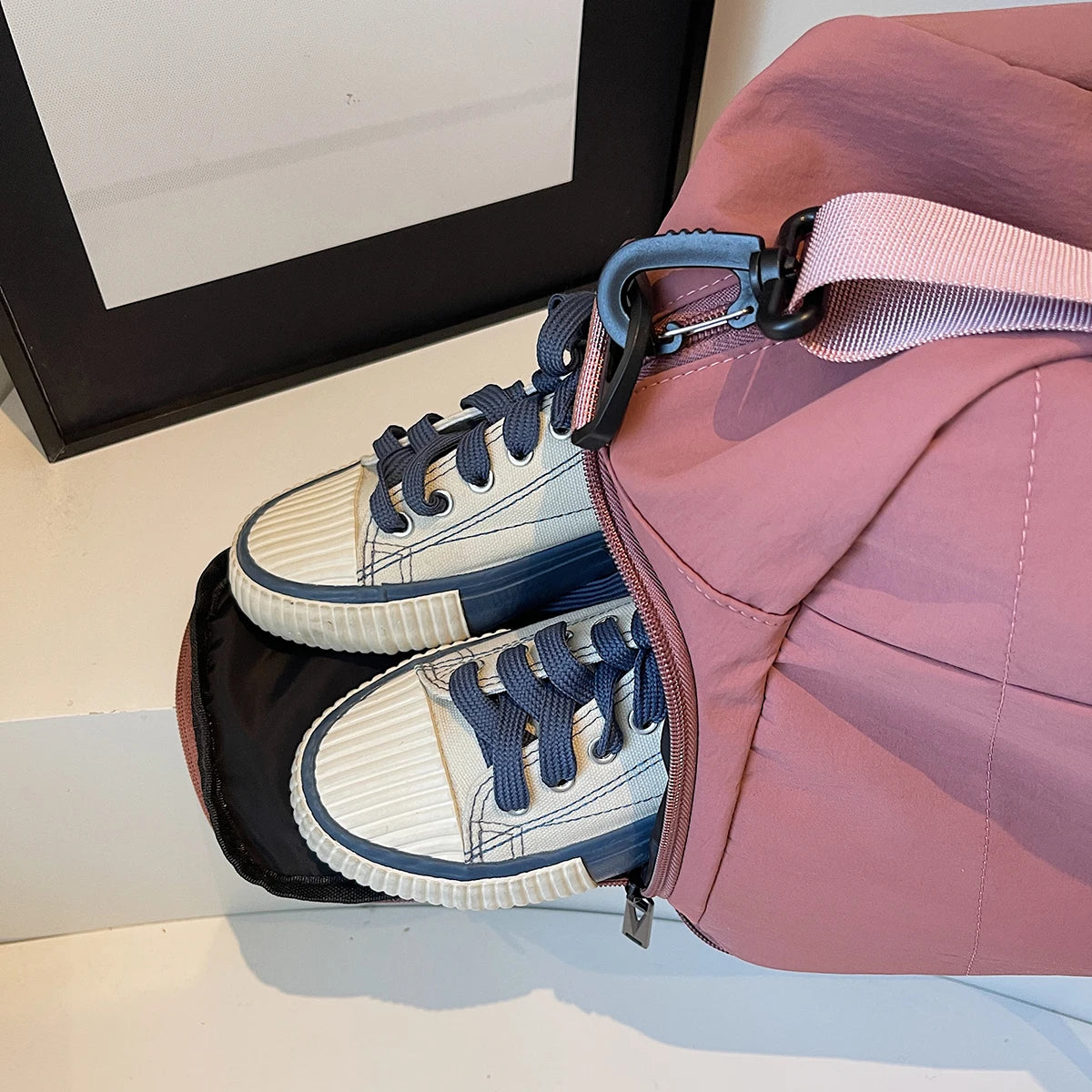 Bolsa de viagem portátil expansível para homens e mulheres, bolsa de bagagem leve de curta distância e grande capacidade, mala de viagem fitness com bolsa adicional e compartimento para sapatos