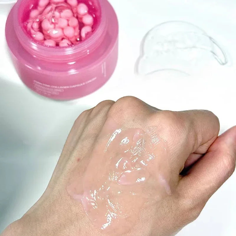 Creme de Colágeno Rosa PDRN com Niacinamida para Tom de Pele Irregular, Hidratante Facial Leve e Não Oleoso