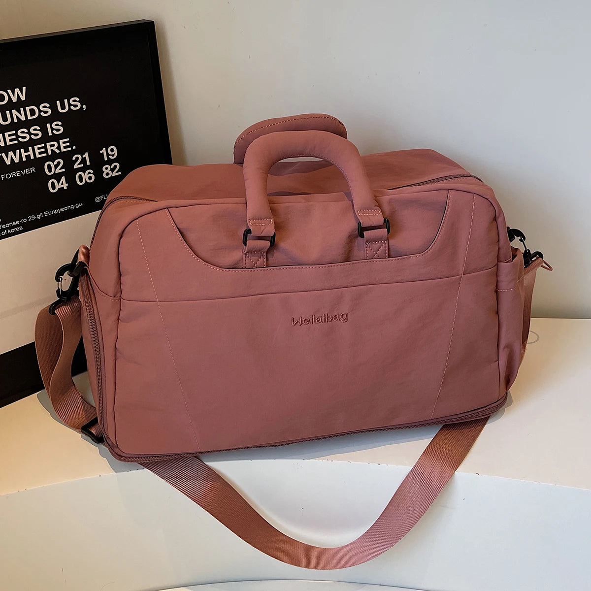 Bolsa de viagem portátil expansível para homens e mulheres, bolsa de bagagem leve de curta distância e grande capacidade, mala de viagem fitness com bolsa adicional e compartimento para sapatos