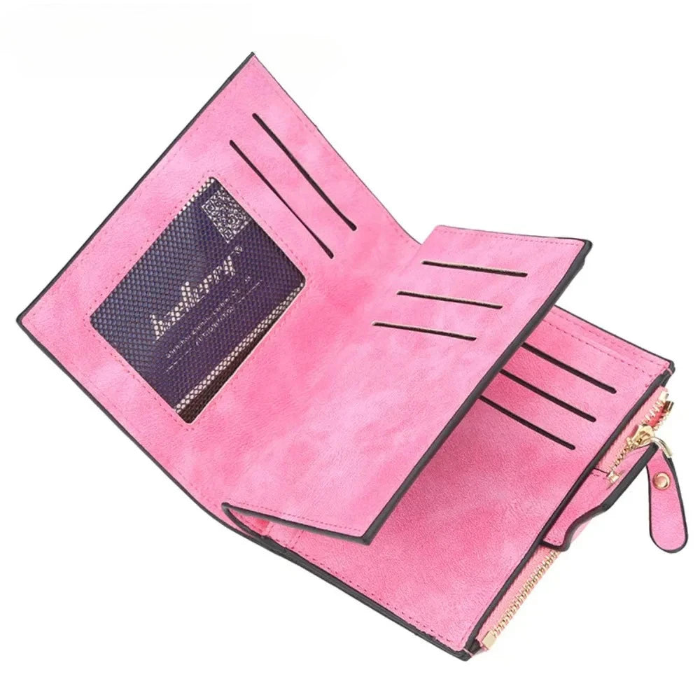 Carteira feminina de couro luxuosa, grande capacidade, slots para vários cartões, bolso fino para moedas, porta-cartões, carteira para mulheres