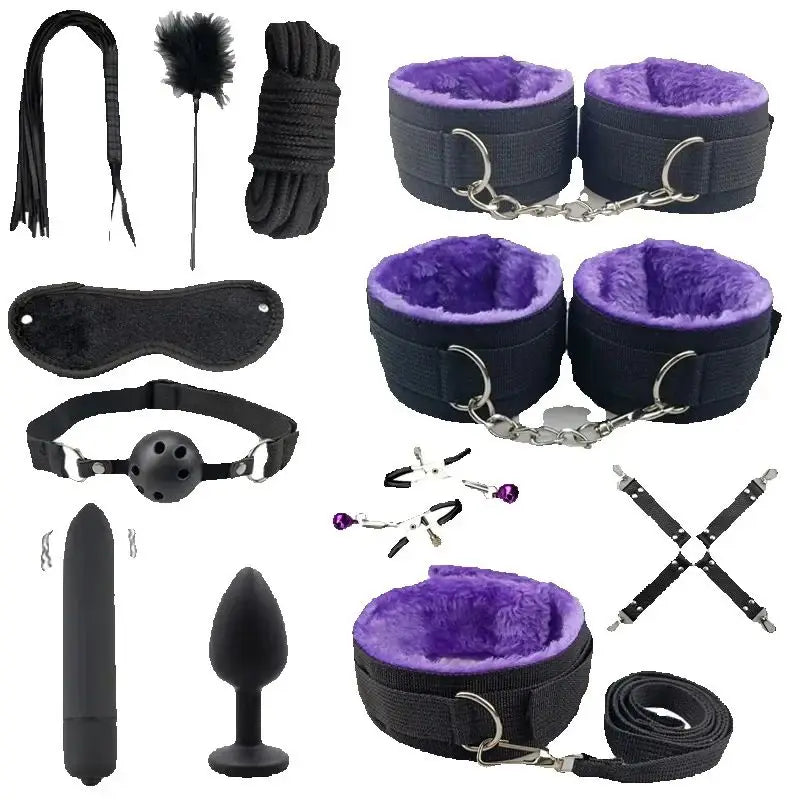 Brinquedos sexuais para mulheres, kit BDSM para casais, brinquedos sensuais para adultos, acessórios eróticos, algemas para sessão, plugue anal, jogo sexual.
