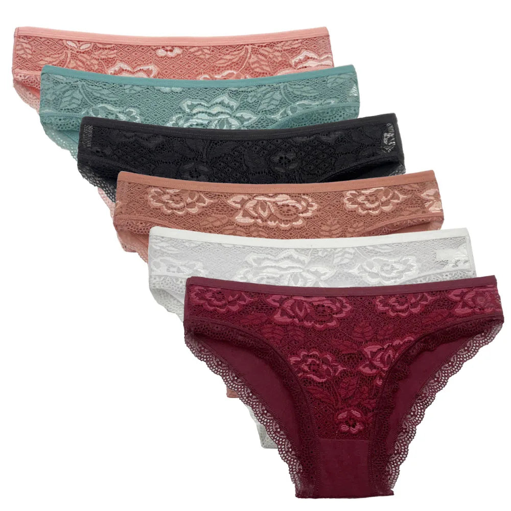 5 pçs/set nova chegada baixa ascensão senhoras sexy calcinha de renda calcinha para mulheres lingerie cuecas de algodão