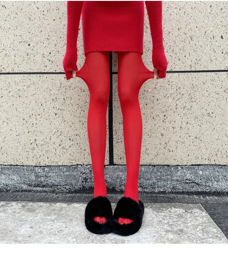 Talenza meias femininas finas meia-calça super elástica tamanho grande leggings vermelho feminino sexy collants primavera outono inverno
