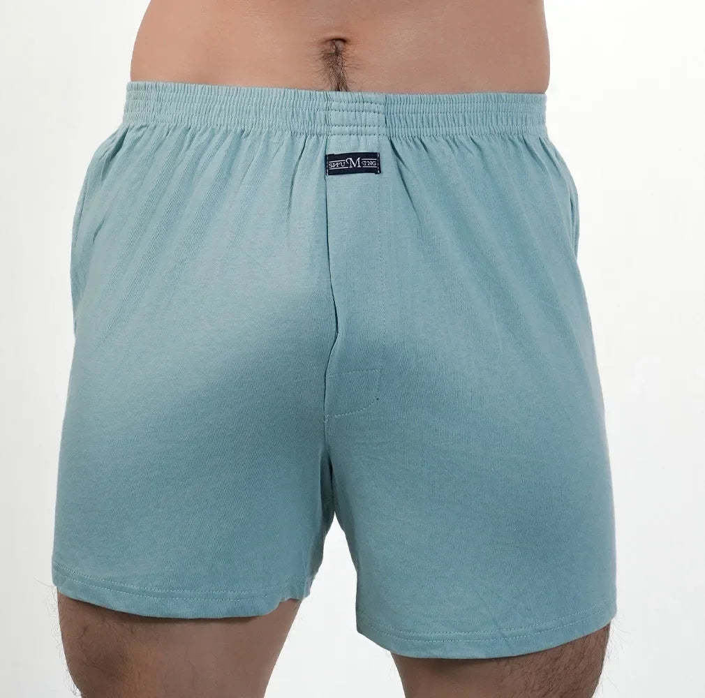 Homens puro algodão boxer shorts homem cintura alta grande roupa interior casual sólida cuecas plus size alo calças pijama boxers M-3XL 2025