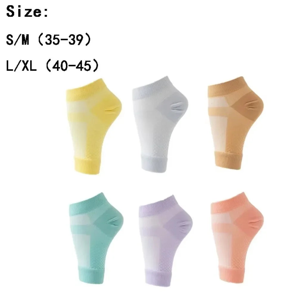 1 par de meias de dedo aberto esportes meias de proteção de tornozelo macio antiderrapante meias de compressão proteção respirável arco apoio yoga meias