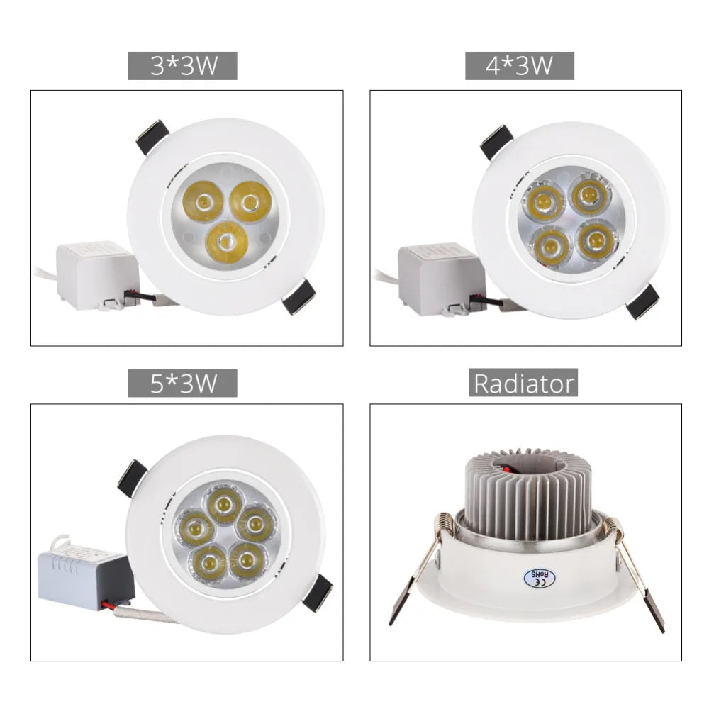 9W 12W 15W LED Downlight Regulável Branco Quente Natureza Branco Puro Branco Recesso Lâmpada LED Spot Light AC85-265V