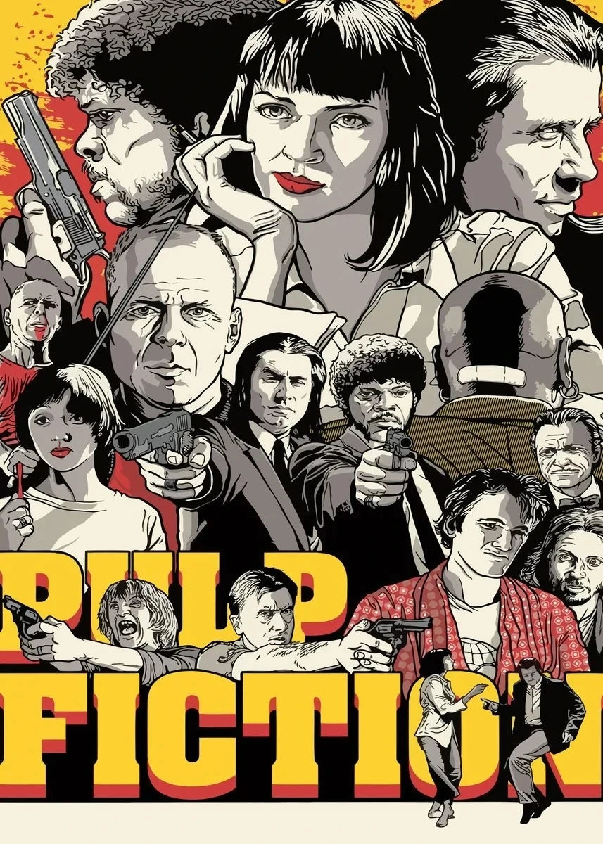 Pop Fiction Movie Classic Posters, Smoking In Bed, Retro Wall Art, Print Picture, Canvas Painting For Living Room, Home Decor