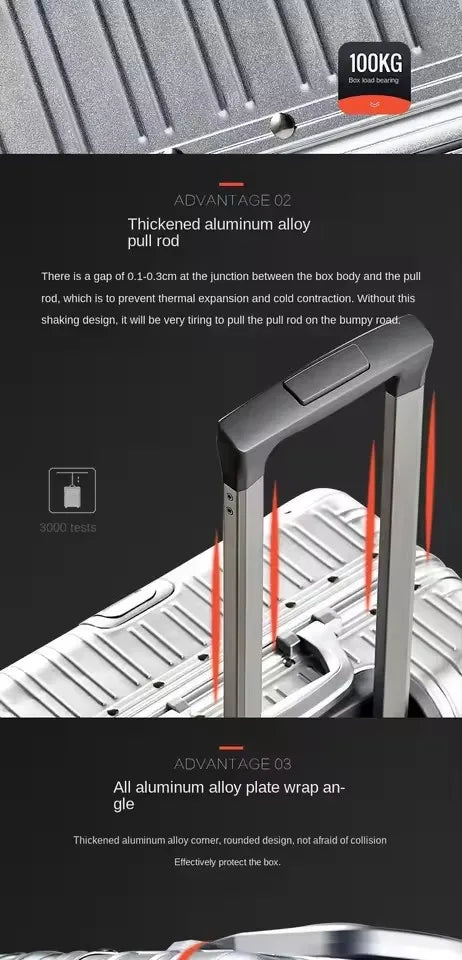 Personalização de alta qualidade 100% alumínio-magnésio viagem embarque rolando bagagem perfeita para spinner marca mala de viagem