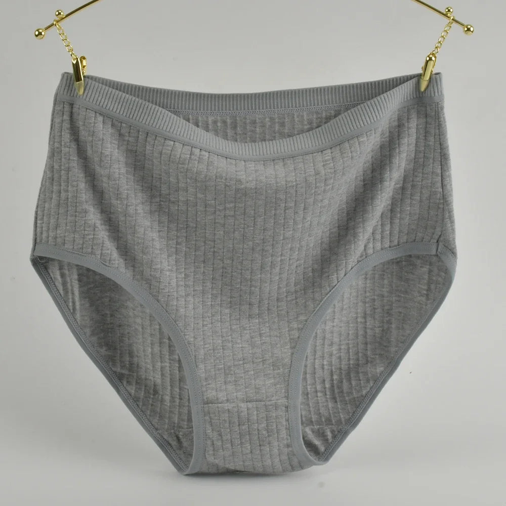 Calcinha de algodão de cintura alta macia roupa interior para mulher respirável plus size mulher briefs lingerie feminina calcinha listrada