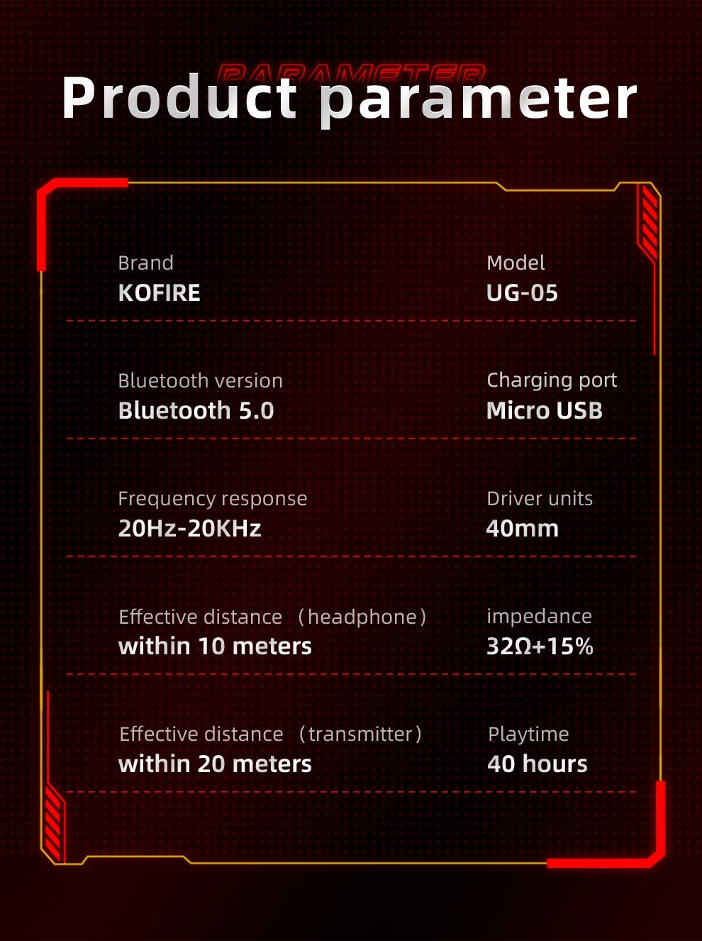 Kofire UG-05 fones de ouvido para jogos 2.4g bt5.0 fone de ouvido sem fio com microfone rbg luz vibração bluetooth fone de ouvido para ps4 ps5 pc switch