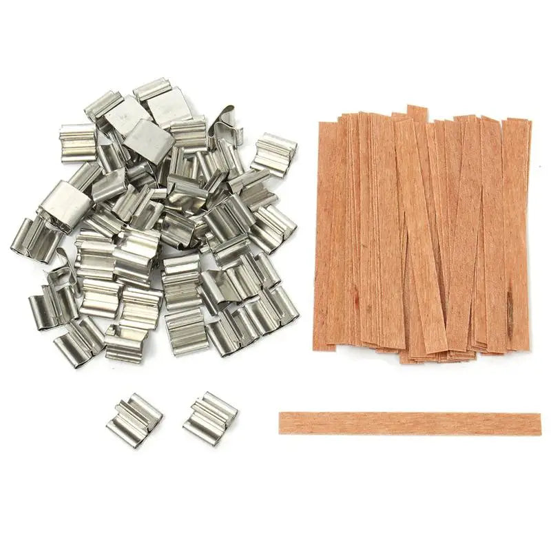 50 Pcs 6mm 8mm 12.5mm 13mm Wood Candle Wicks with Sustainer Tab Candle Wick Core for Candle Making Soy Wax Parffin