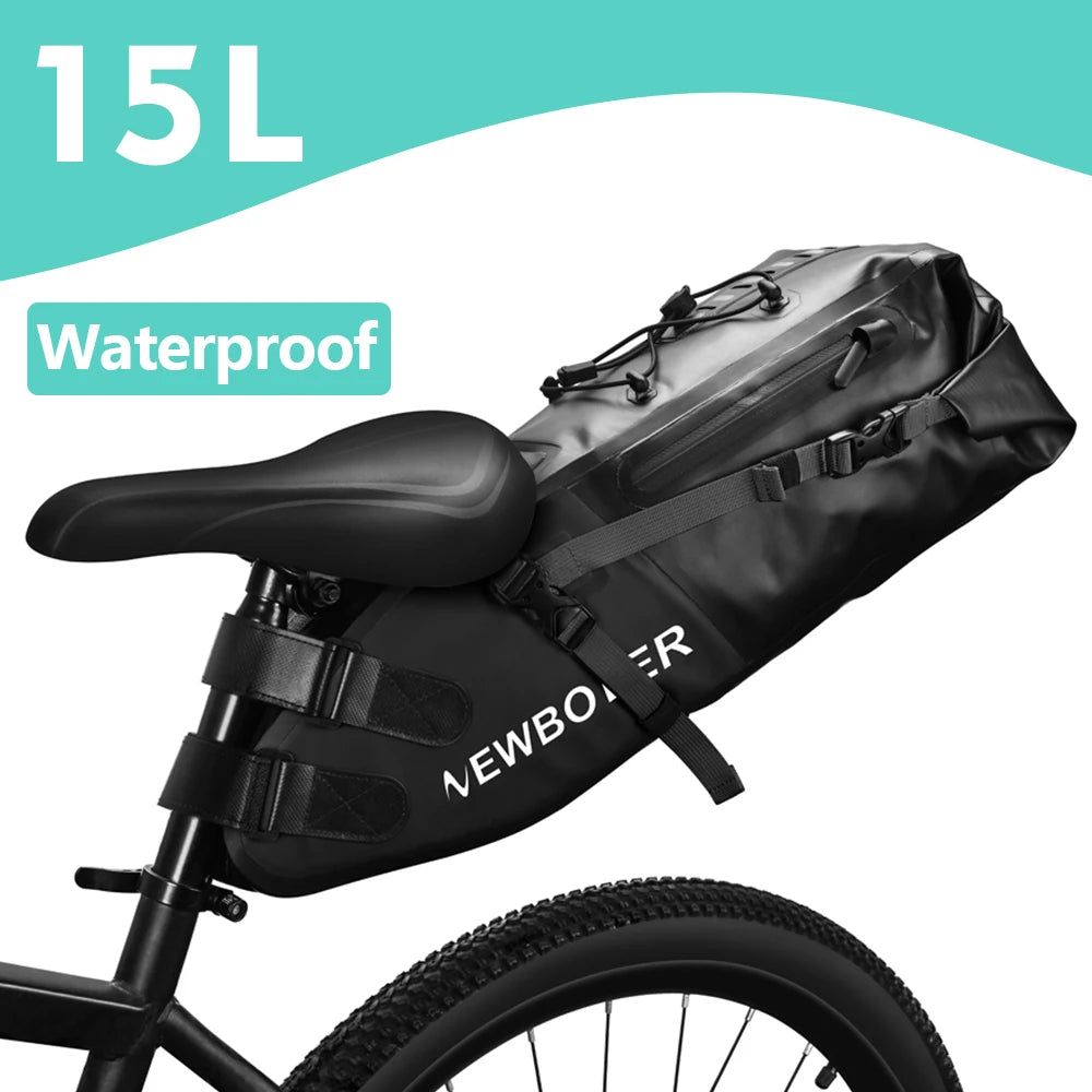Newboler 15l grande capacidade saco de bicicleta à prova dwaterproof água alforje ciclismo saco cauda mtb dobrável saco traseiro bagagem da bicicleta estrada