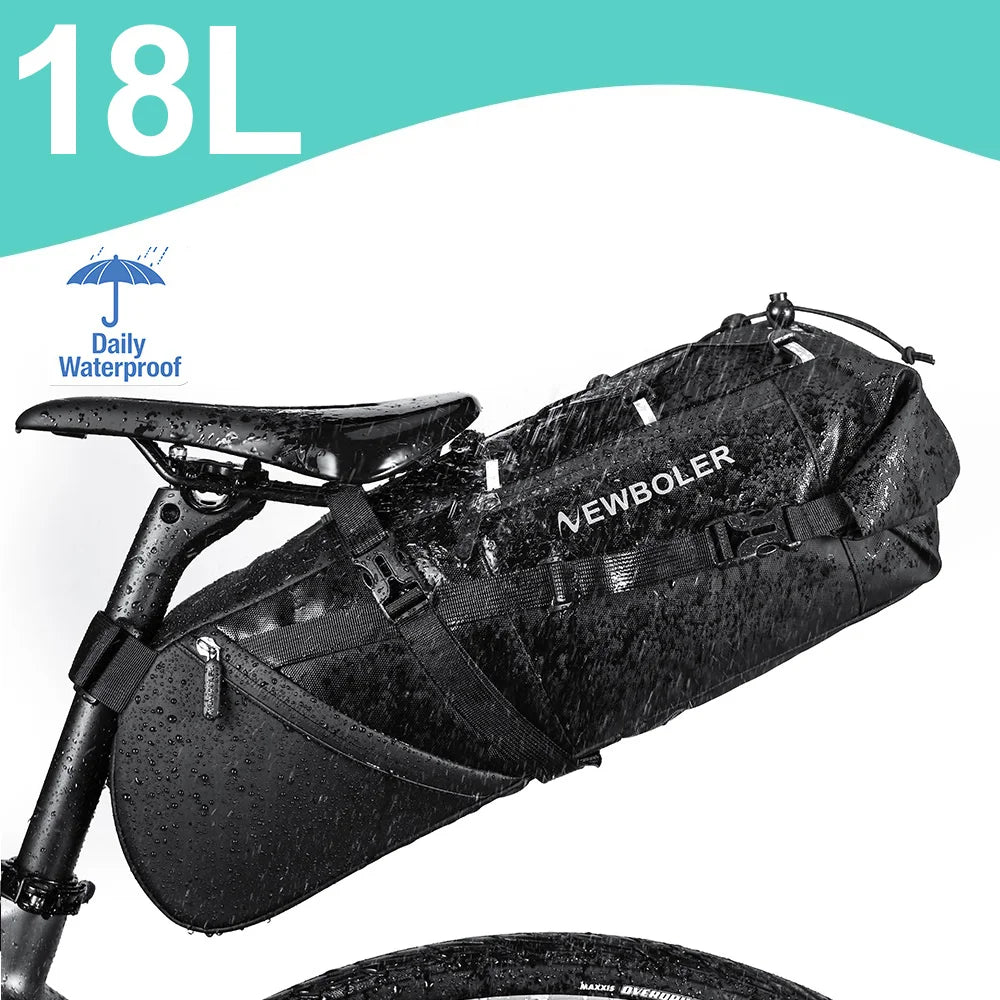 Newboler 15l grande capacidade saco de bicicleta à prova dwaterproof água alforje ciclismo saco cauda mtb dobrável saco traseiro bagagem da bicicleta estrada