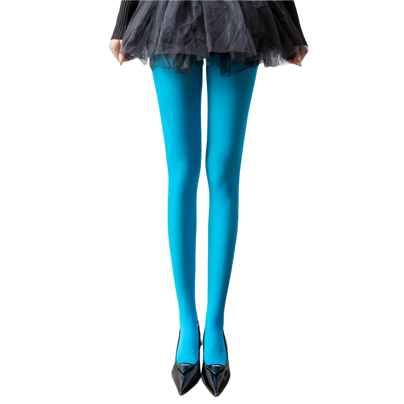 Nova Coleção Primavera 2025: Meias-Calças Femininas de Veludo Opaco 80D, Coloridas e Elásticas, Cores Vibrantes (Dopamine Colors)