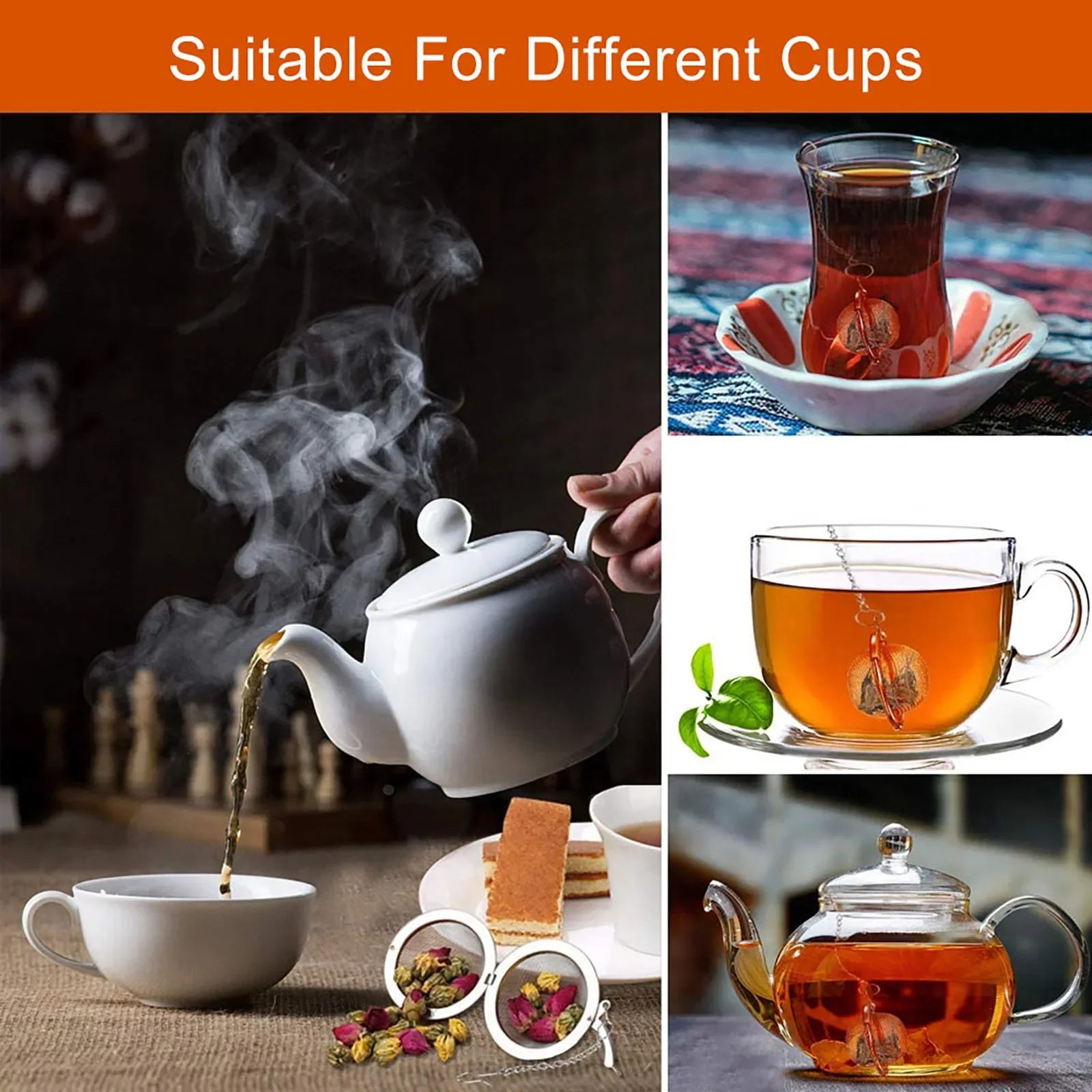 Stainless Steel Spice Tea Ball, Tea Strainer, Tea Infuser, Ball Lock Filter, Mesh Infuser, Home Kitchen Tools, 2-40Pcs