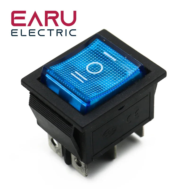 1pc diy interruptor de alimentação barco 3 posição 6pin botão travamento com luz da lâmpada kcd4 16a 250vac/20a 125vac on-off-on