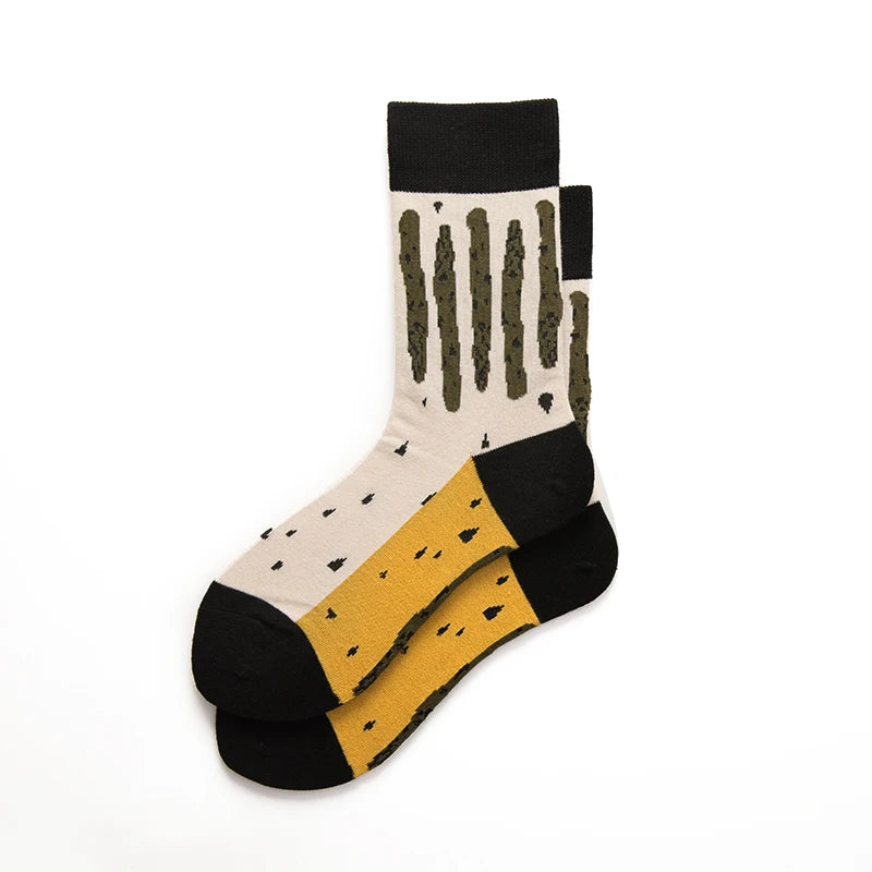 1 par novos homens mulheres meias de algodão casuais meias coloridas tripulação rua skate meias feliz engraçado harajuku sox meias