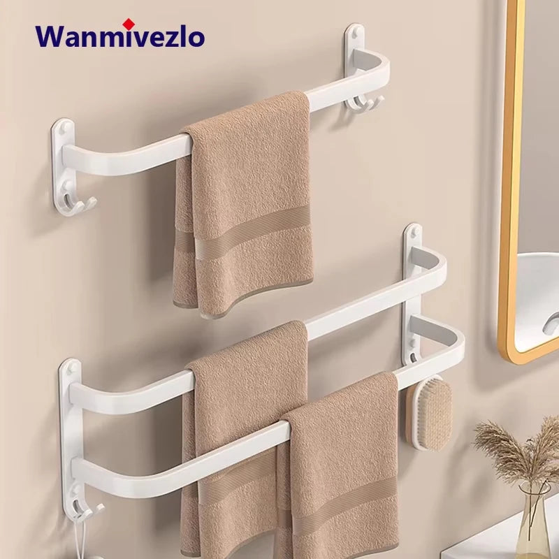 Cabide de toalha com gancho de suspensão montagem na parede toalheiro espaço alumínio moda barra toalha titular do banheiro