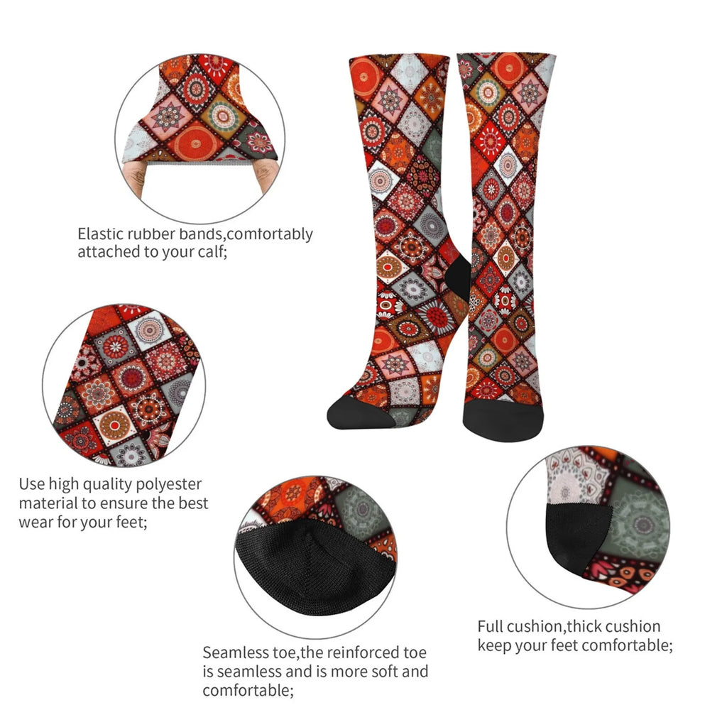 Novidade étnica boêmio impressão meias masculinas confortáveis respirável antiderrapante meias casuais harajuku retro rua meias de compressão