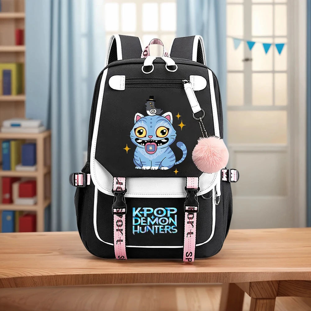 Mochila escolar para estudantes kpop demon hunters, mochila diária 2025 com estampa de filme quente para meninas, bolsa escolar esportiva ao ar livre