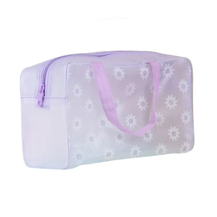 5 cores compõem saco organizador de higiene pessoal saco de armazenamento de banho feminino à prova dwaterproof água transparente floral pvc viagem saco cosmético