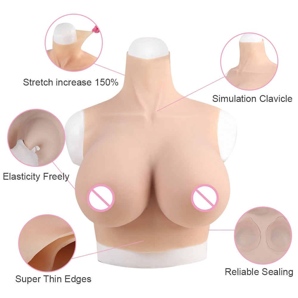 Knowu-forma de mama de silicone a/b/c/d/e/g copo enorme peito falso cruz vestir iniciante transgênero rainha mama agitando