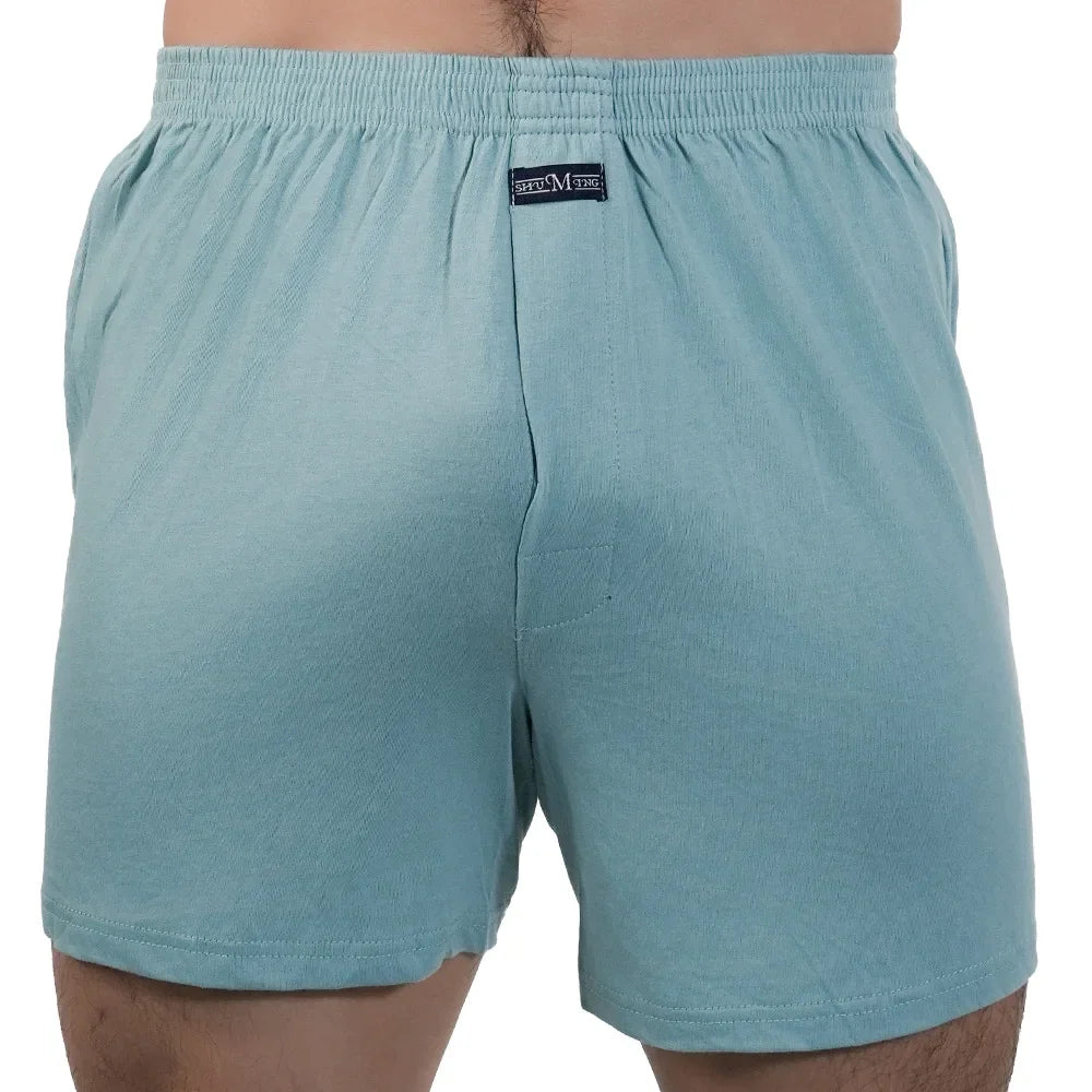 Homens puro algodão boxer shorts homem cintura alta grande roupa interior casual sólida cuecas plus size alo calças pijama boxers M-3XL 2025
