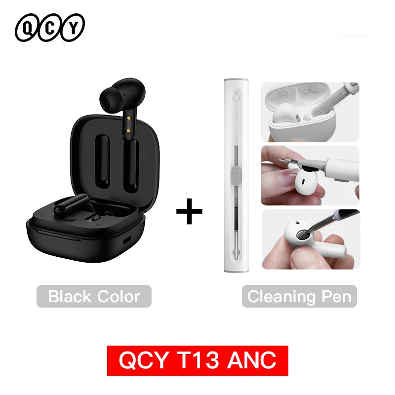 QCY-T13 ANC Fones De Ouvido Sem Fio, Bluetooth 5.3 TWS, ANC, Auscultadores De Cancelamento De Ruído, 4 Microfones ENC Headset, In-Ear, Handfree Earbuds