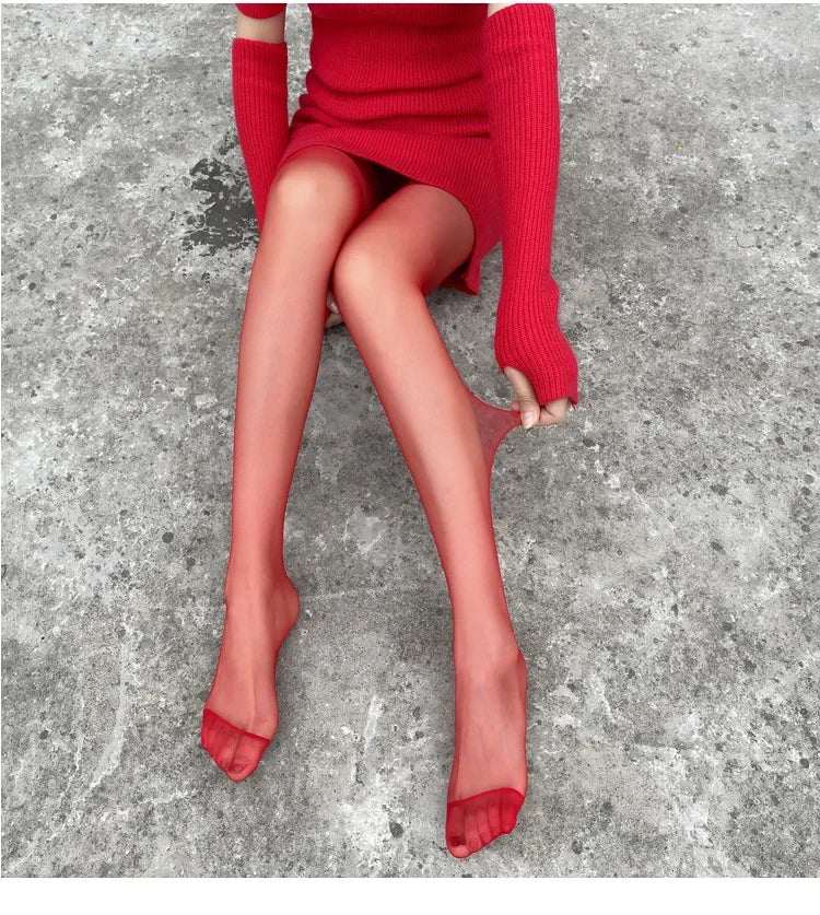 Talenza meias femininas finas meia-calça super elástica tamanho grande leggings vermelho feminino sexy collants primavera outono inverno