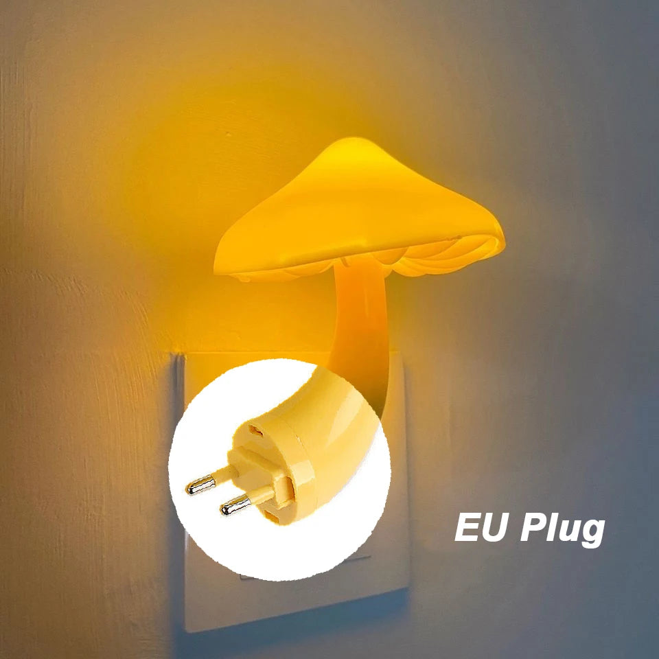 Ue eua plug led night light cogumelo tomada de parede luzes lâmpada para o quarto decoração de casa lâmpada sensor controlado por luz