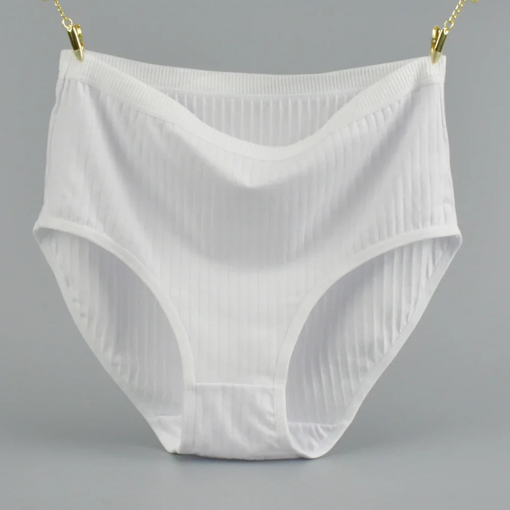 Calcinha de algodão de cintura alta macia roupa interior para mulher respirável plus size mulher briefs lingerie feminina calcinha listrada