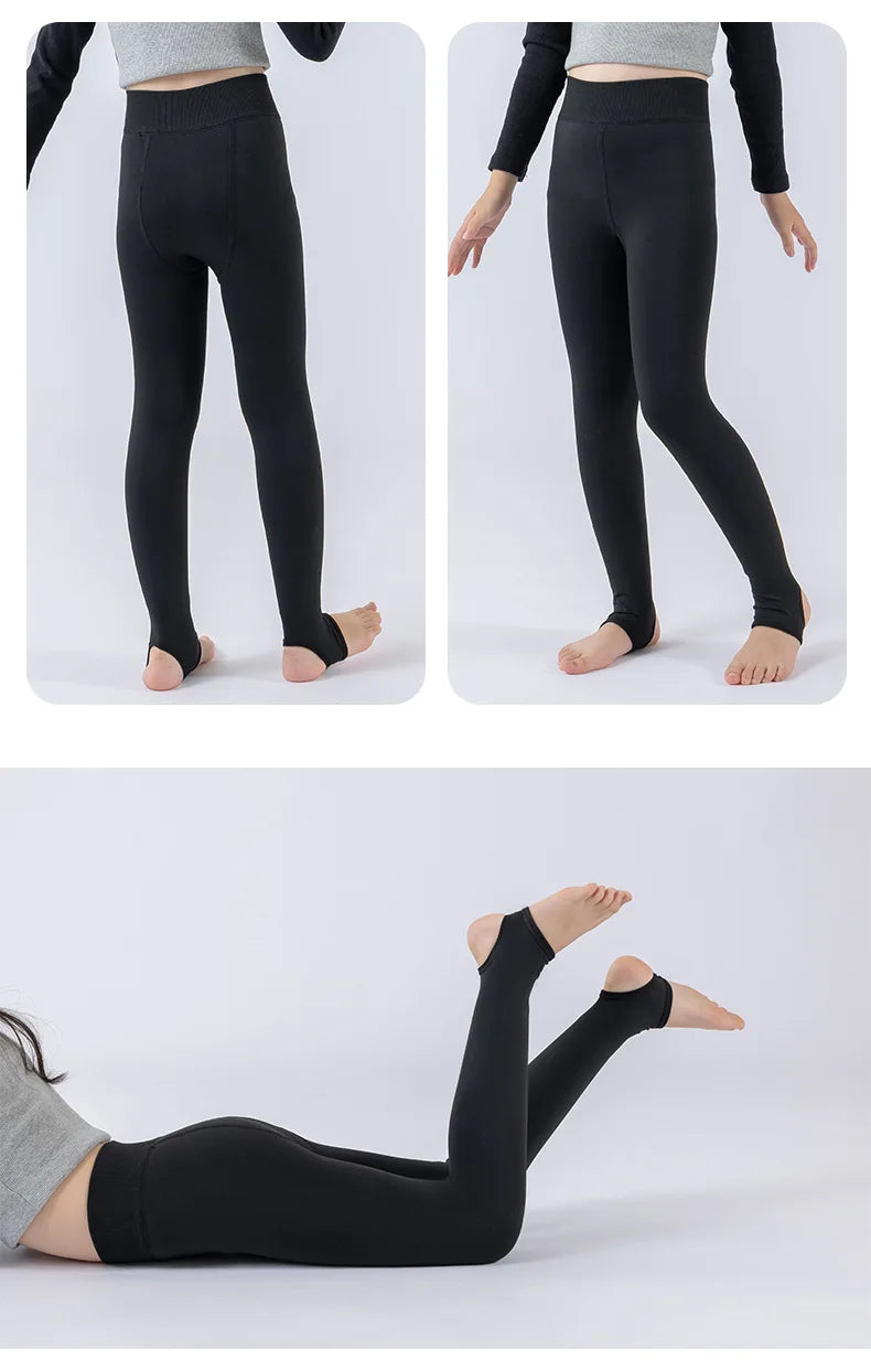 Alta qualidade inverno pele meninas leggings grosso veludo crianças calças quentes cintura elástica algodão crianças meninas pantalone