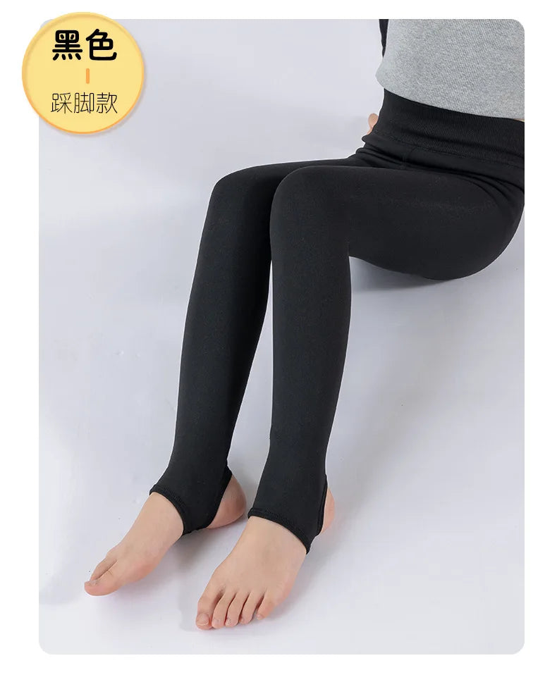 Alta qualidade inverno pele meninas leggings grosso veludo crianças calças quentes cintura elástica algodão crianças meninas pantalone