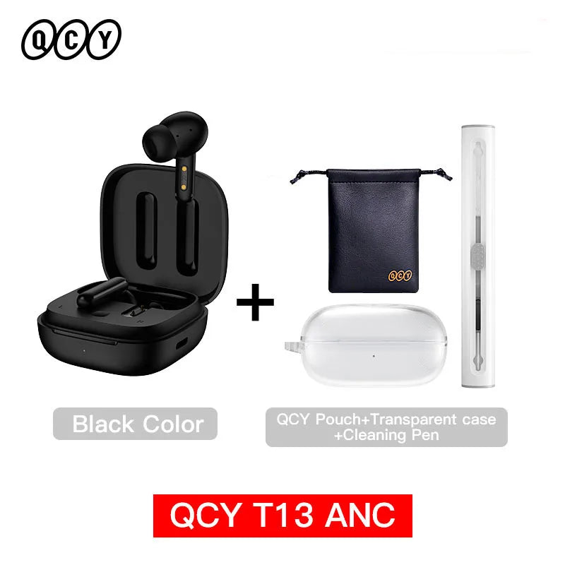 QCY-T13 ANC Fones De Ouvido Sem Fio, Bluetooth 5.3 TWS, ANC, Auscultadores De Cancelamento De Ruído, 4 Microfones ENC Headset, In-Ear, Handfree Earbuds
