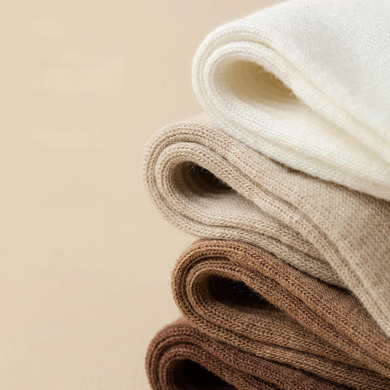 Meias masculinas retro cor sólida café branco cáqui bege respirável meias de algodão casual esporte na moda moda tubo médio meia longa