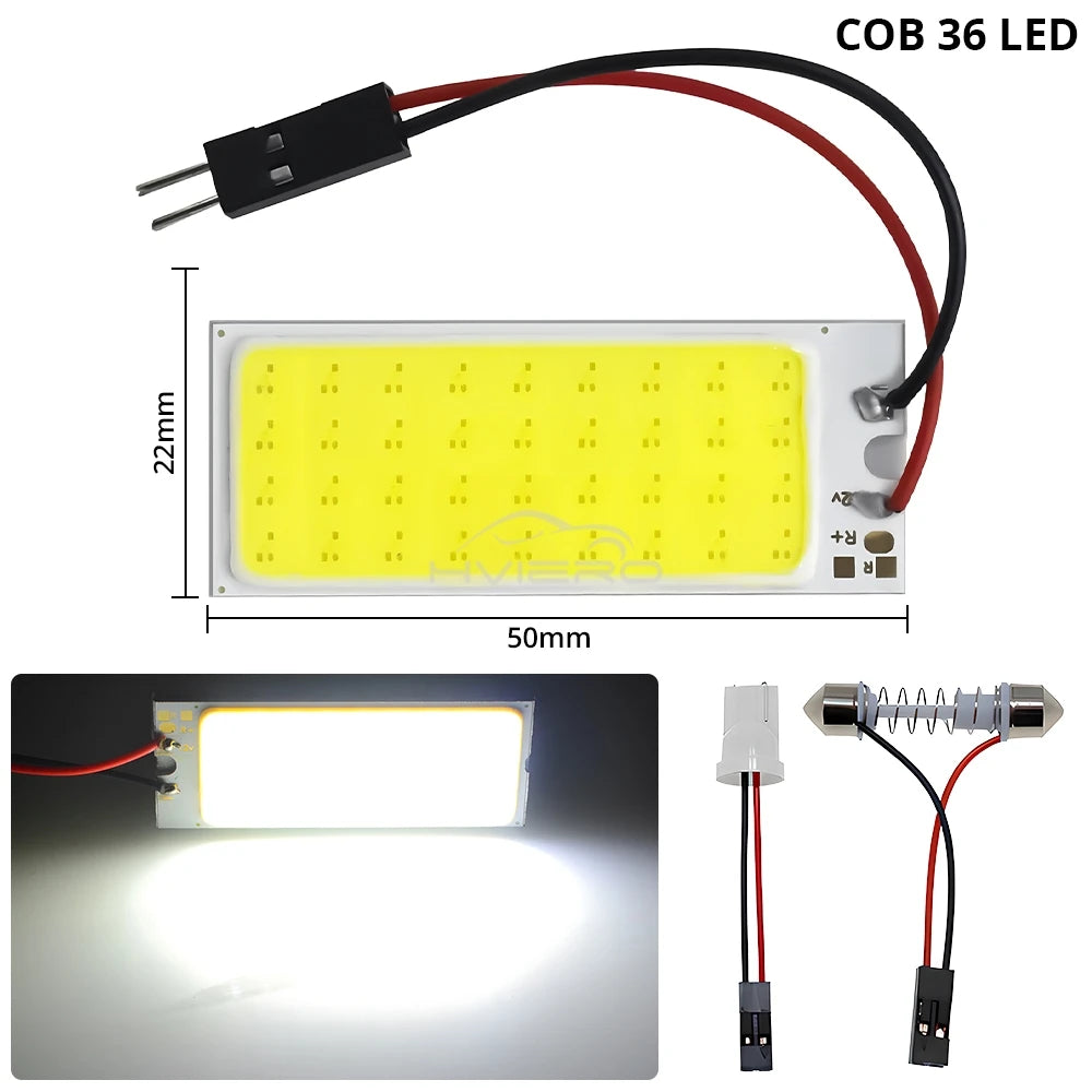 1 unidade Lâmpada LED Automotiva T10 W5W COB 24SMD 36SMD 48SMD para Luz de Posição, Placa, Teto, Leitura e Porta-Malas, Branca