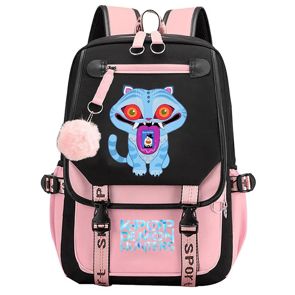 Mochila escolar para estudantes kpop demon hunters, mochila diária 2025 com estampa de filme quente para meninas, bolsa escolar esportiva ao ar livre