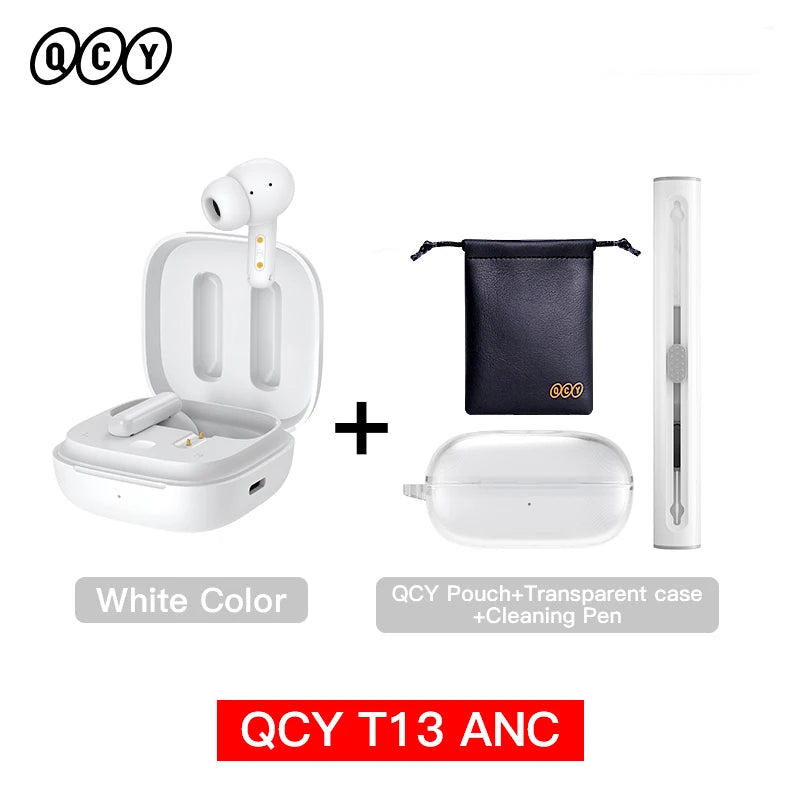 QCY-T13 ANC Fones De Ouvido Sem Fio, Bluetooth 5.3 TWS, ANC, Auscultadores De Cancelamento De Ruído, 4 Microfones ENC Headset, In-Ear, Handfree Earbuds